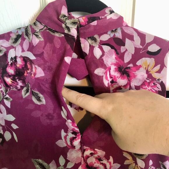 WHBM White House Black Market Purple Floral Sleeveless Dress - Size 2 - Picture 9 of 10